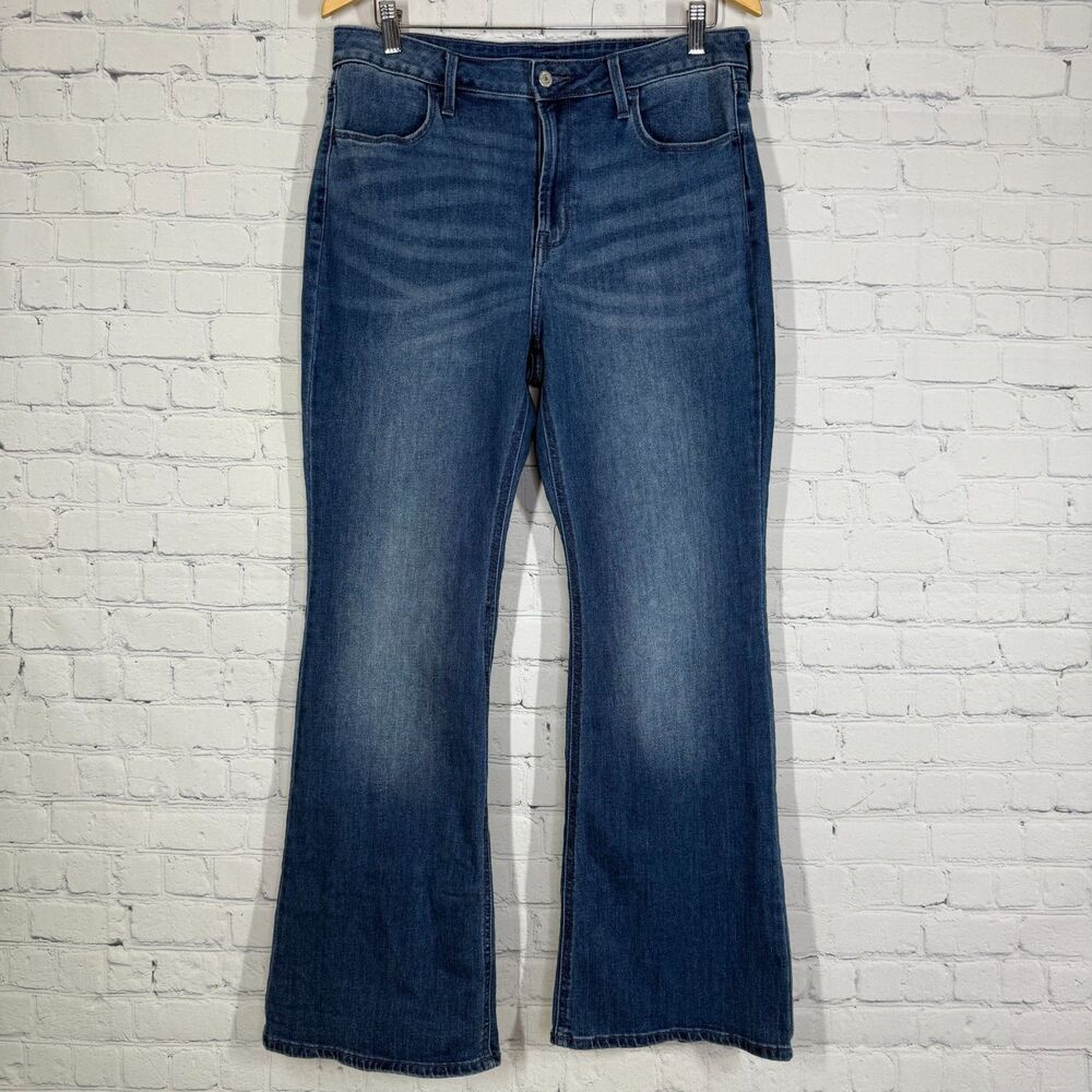 Old Navy Wow Flare Jeans Women Size 12 High Rise Stretch Mid Wash Denim Western